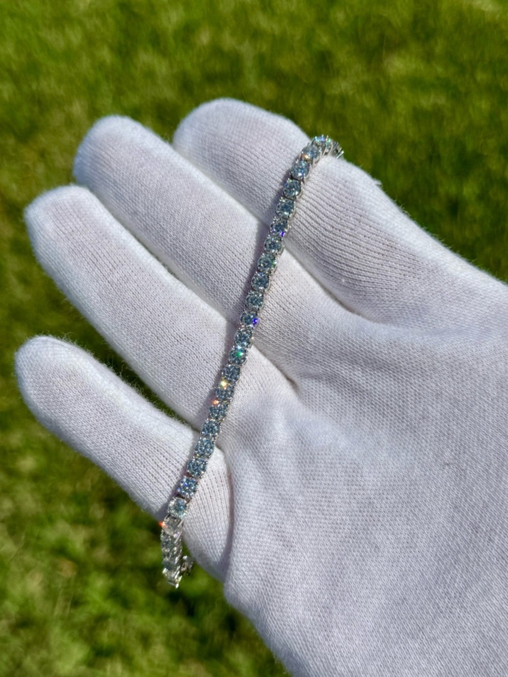 925 Silver, 11.7CTW Moissanite Tennis Bracelet